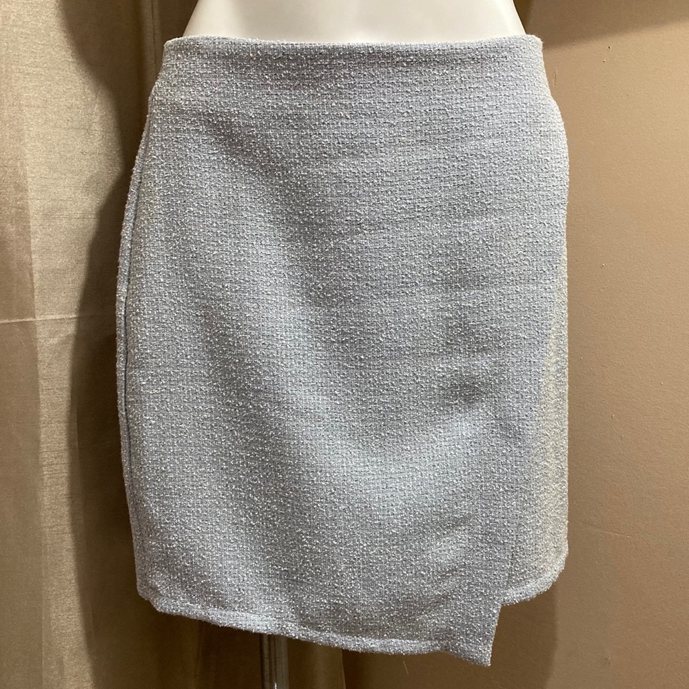 Lulus Baby Blue Wraparound Houndstooth Mini Skirt